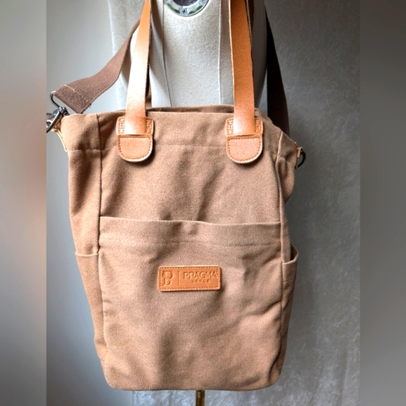Pragma Style Shoulder Backpack Crossbody Heavy Duty Canvas Bag Travel Friendly - Picture 1 of 16